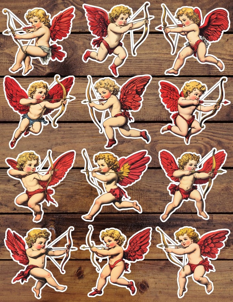 Classic Cupid Die Cut Vinyl Stickers Set Scrapbooking Laptop Waterbottle