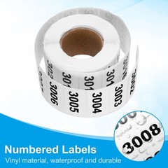 0.8×1.6 Inch Inventory Sticker, 2 Roll 3001 to 4000 Number Label 1000 Stickers