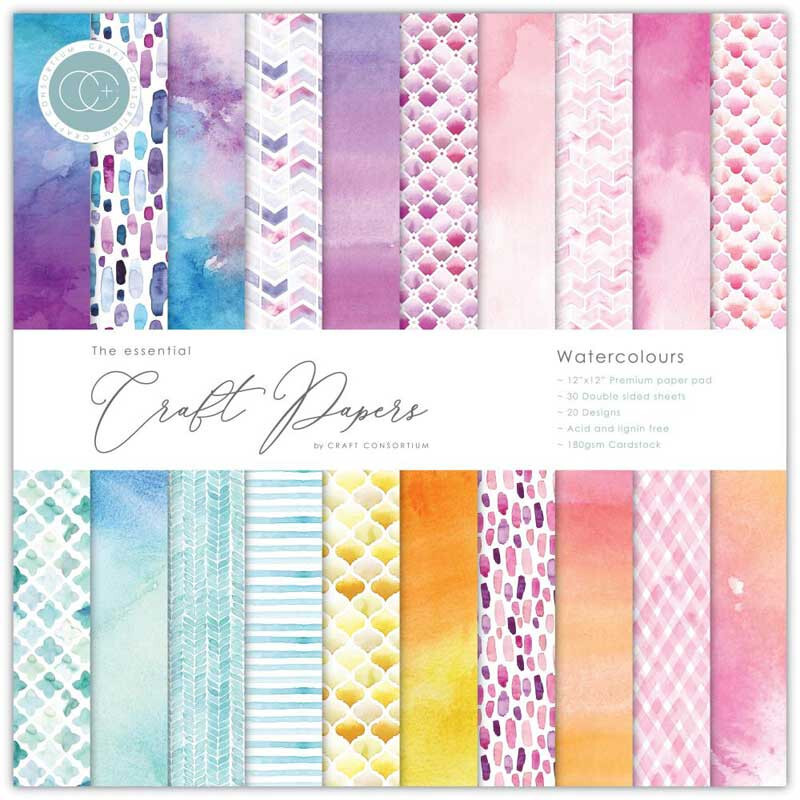 CRAFT CONSORTIUM – 12 X 12 CRAFT PAPER – 2 PADS OF WATERCOLORS