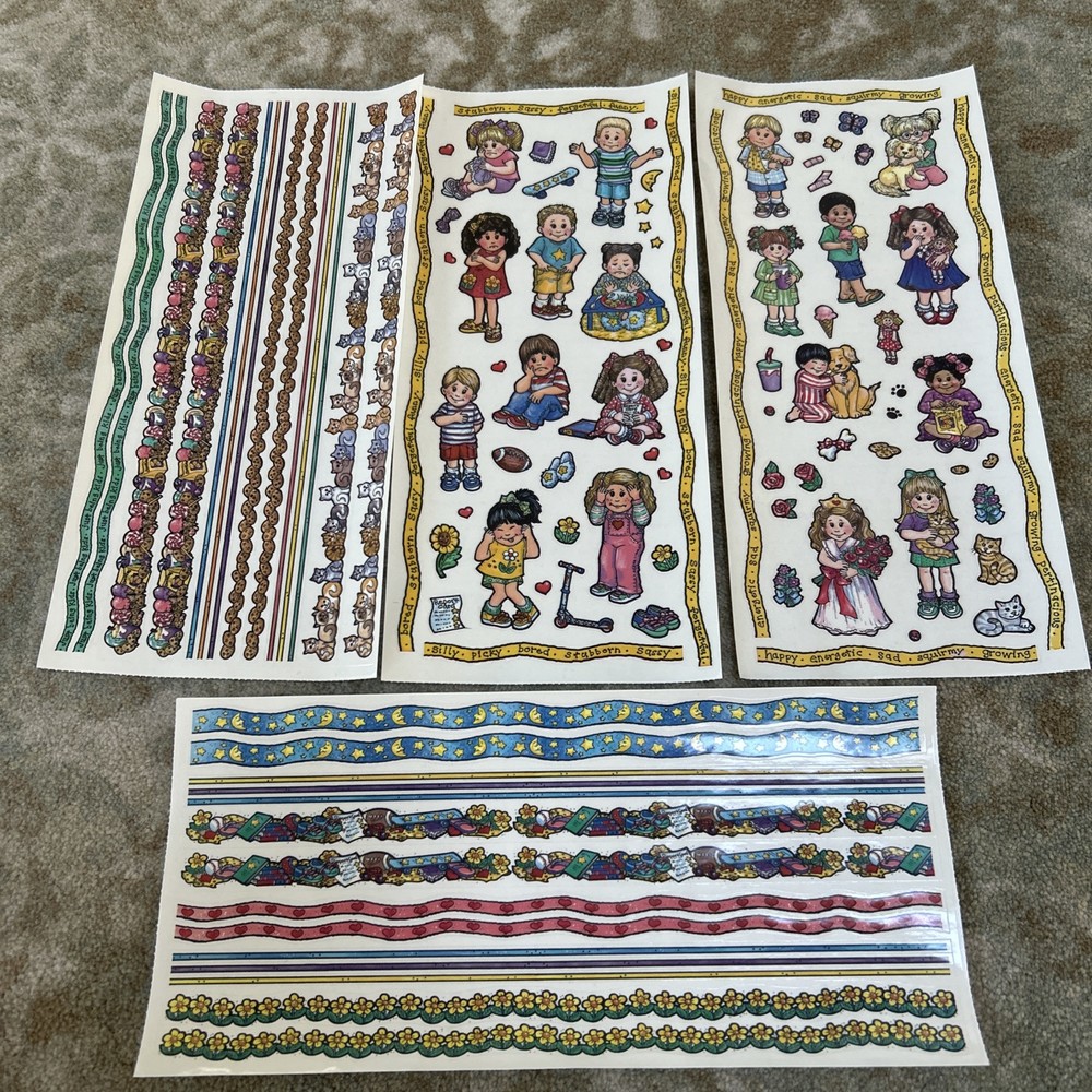 Tie Me To The Moon Kids Sticker Sheet lot/4 Perfect Pals Expressions with board