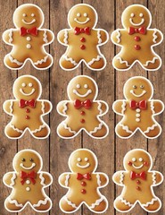 Gingerbread Red Bow Die Cut Vinyl Stickers Set Scrapbooking Laptop Waterbottle