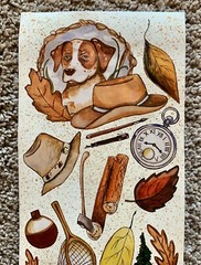 Lot of 3 Sheets, Joy Marie In The Woods, Big Vintage Stickers Cabin Hunting Dog