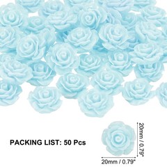 20mm Rose Flower Resin Cabochon, 50 Pcs Mini Rose Flower Resin, Lake Blue