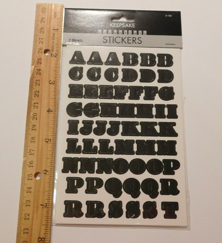 Keepsake Essentials Stickers 2 Sheets Package ~ABC Black Uppercase Letters~