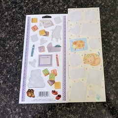Gender Neutral Scrapbooking Lot 2 pads paper, Ribbons, Embellishments Lettering