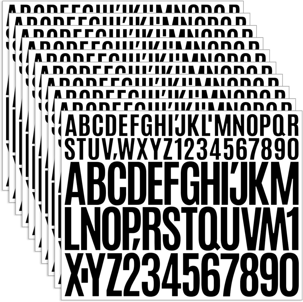10 Sheets Smal Letter Stickers – 1+2 Inch White Vinyl Self Adhesive Alphabet Num