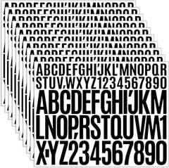 10 Sheets Smal Letter Stickers – 1+2 Inch White Vinyl Self Adhesive Alphabet Num