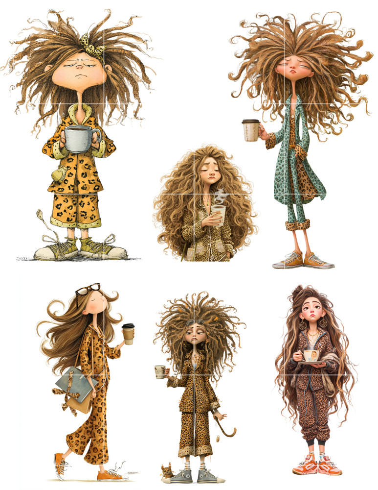 Morning Coffee Lady Card Toppers Collage Supplies Scrapbooks Junk Journal Crafts
