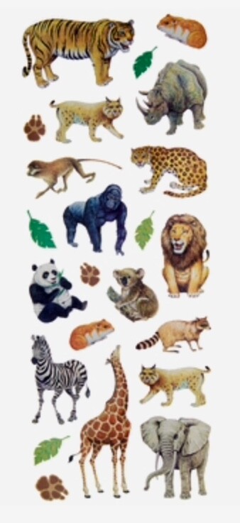Jungle Zoo Animal Giraffe Lion Tiger Panda Gorilla Zebra Rhino Scrapbook Sticker