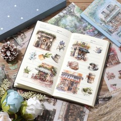 Auguro Coffee Shop Scrapbook Stickers 36 Sheets 200 Pre-Cut Standard, Blu