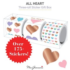 Mrs. Grossman 3 Rolls of Hearts ~SPREAD THE LOVE~ 175 Heart Stickers~3 Sizes~NEW