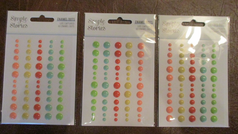 Simple Stories Crafts Enamel Dots Pastel Pink Blue Yellow Green Orange X3