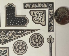 HERITAGE Stickers(48pc)5-1/2”x12”MAMBI•Antique•Spindle •Photo Corner•Leaves•Rods