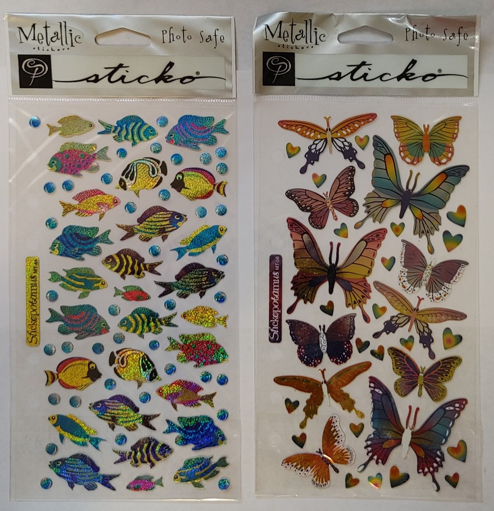 Sticko Metallic Fish SP-MT-44 & Butterflies #SP-MT-59 Sparkle Glitter Stickers