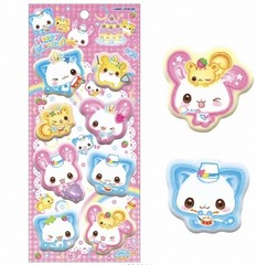 Kamio Japan Kawaii Happy March Rabbit Cat Extra Puffy Sticker Sheet