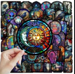 10pcs Elegant Stain Glass Window Stickers- Scrapbook, Journal, DIY Cards & Craft