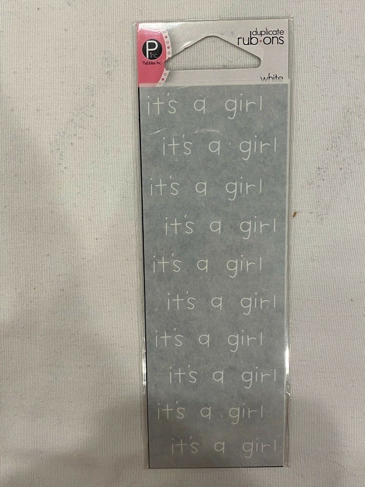 Pebbles Inc. Duplicate Rub-Ons ~ White ~ It’s a Girl ~ Scrapbooking Crafts