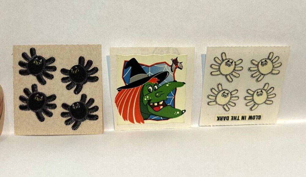 3 Sandylion sticker Glow in dark modules Witch White and Black Spiders HALLOWEEN