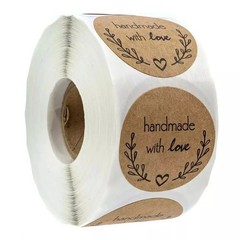 Vintage Kraft Handmade With Love Stickers – 1 Inch Self-Adhesive Gift, Baking