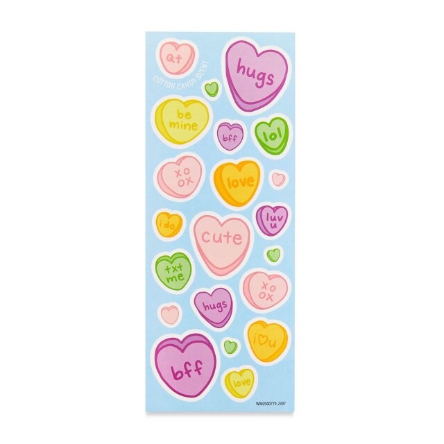 Valentine’s Day Cotton Candy Scented Conversation Heart Stickers Craft Scrapbook