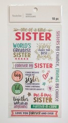 One Of A Kind Sister Family Clear Flat Scrapbooking Stickers by Recollections