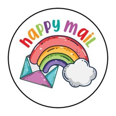 30 1.5″ HAPPY MAIL ROUND STICKERS ENVELOPE SEALS FAVOR LABELS
