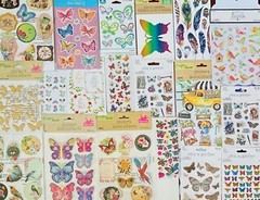 Large Sticker Lot Themed Birds Butterflies feathers Flowers Plants Farmhouse