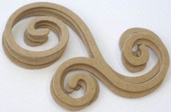 (6) *FLOURISH* Accent Swirls Bare Unfinished Chipboard Die Cuts – 3″ Long
