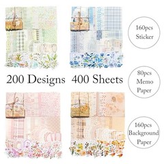 400 Sheets Scrapbook Papers Journaling Stickers Scrapbooking Supplies Kit A