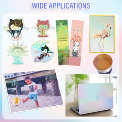 24 Sheets A4 Holographic Paper Sticker Transparent Waterproof Self Adhesive Film