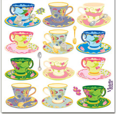 Violette Stickers English Teacups Teatime Party Crafts Planner Supply Scrapbook