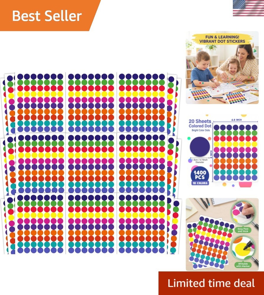 Dot Stickers – 1400 PCS Colored Circle Stickers for Kids | Back to School Sup…