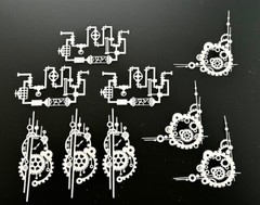 Steampunk Gearworks Die Cuts * 3 Sets * White Cardstock * Three Unique Designs