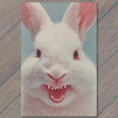 STICKER White Rabbit Vampire Teeth Creepy Cute Pink Ears Red Eyes Horror