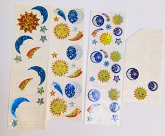 Vintage Sandylion Prismatic Foil Celestial Sun & Moon Zodiac Stickers