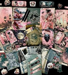 Victorian Gothic Junk Journal Kit Ephemera Bundle 100+ Pcs Pink Roses Skulls