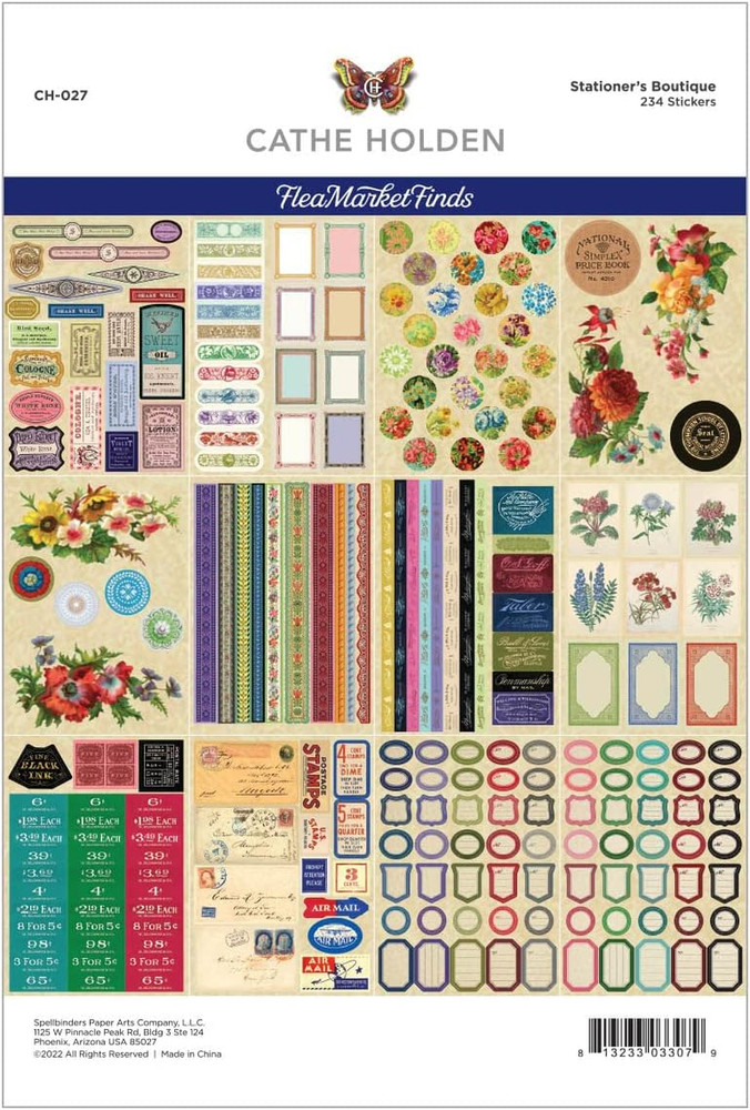 Sticker Pad 6″X8.5″ 12/Sheets – Flea Market Finds- Stationer’S Boutique
