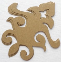 (4) DECORATiVE ACCENT -Style 3- Flourish Scroll Chipboard Die Cuts – 4 1/2″ x 5″