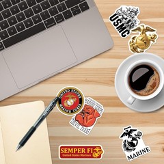 US MARINES CORPS VARIETY DIE CUT VINYL 50 CT STICKER PACK