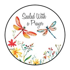SEALED WITH A PRAYER STICKERS ENVELOPE SEALS LABELS 1.5″ ROUND (30) DRAGONFLIES