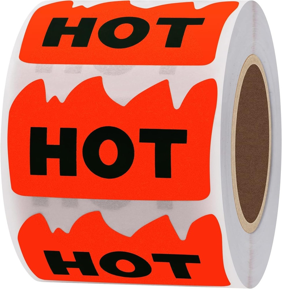 Hybsk 500pcs Rave Hot Stickers Fluorescent Red Flame Shape 2×1.5in