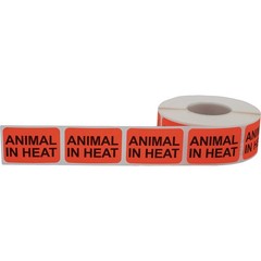 Animal in Heat Veterinary Labels 1 x 1.5 Inch 500 Total Stickers