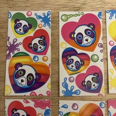 Vintage Lisa Frank S162 Stickers Rainbow Heart Pandas