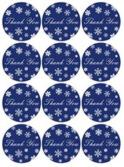 Snowflake Merry Christmas Sticker,1.5 inch 120pcs Blue and White Snowflake