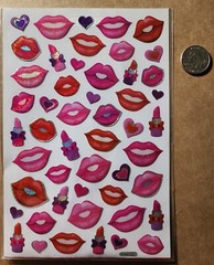 Holographic Pink Red Lips, Hearts and Lipstick Stickers 💋 ❤️💄