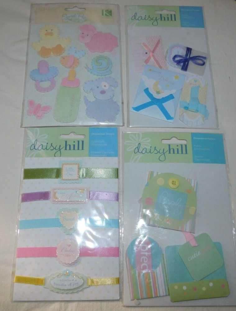Lot 4 NEW Baby Scrapbooking Stickers Sweet Pea & Daisy Hill