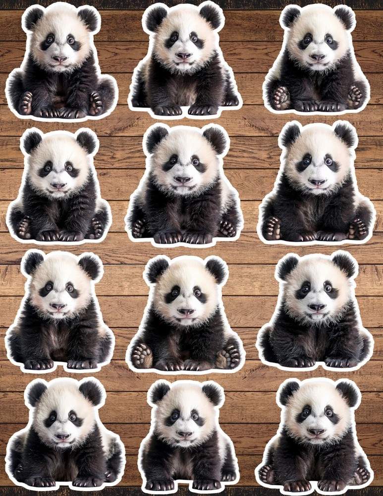 Cute Baby Panda Die Cut Vinyl Stickers Set Scrapbooking Laptop WaterBottle