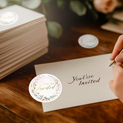 108 Pcs «You’Re Invited» Wildflower Design Wedding Invitation Stickers, 1.4
