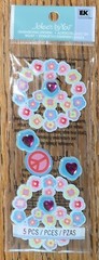 RARE Jolees Mini 3D Colorful Peace Signs W/Flowers Gem Hearts Scrapbook Stickers