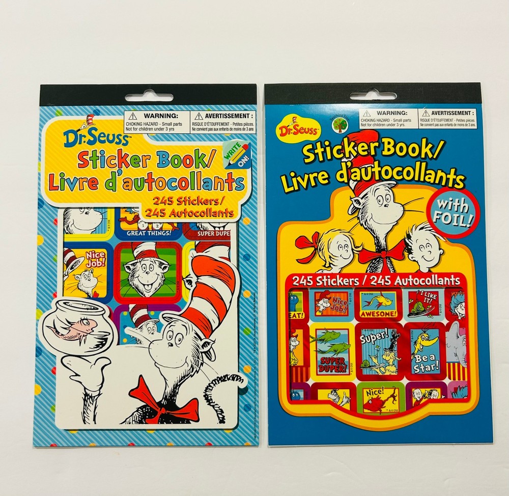 DR SEUSS Sticker Book 2Pk NEW 490 pcs